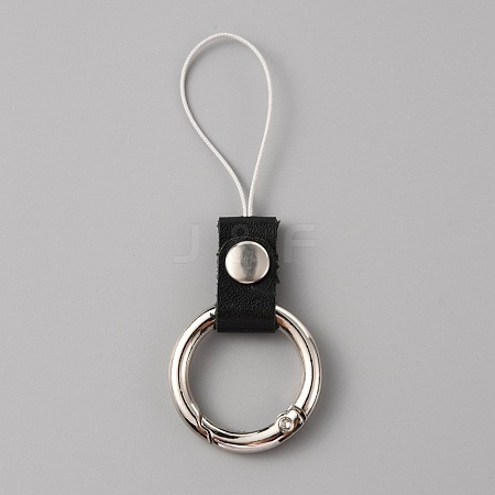 Leather and Zinc Alloy Mobile Phone Finger Rings AJEW-WH0307-53B-1