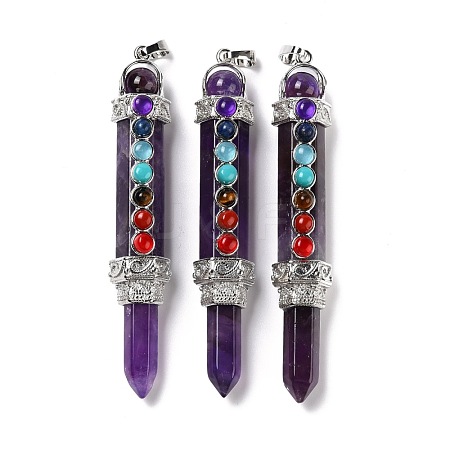 Chakra Theme Natural Amethyst Big Pendants G-I322-06P-01-1