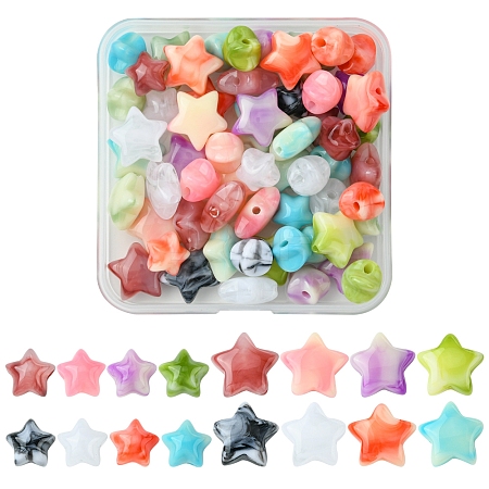 60Pcs 2 Styles Opaque Imitation Gemstone Acrylic Beads OACR-FS0001-85-1