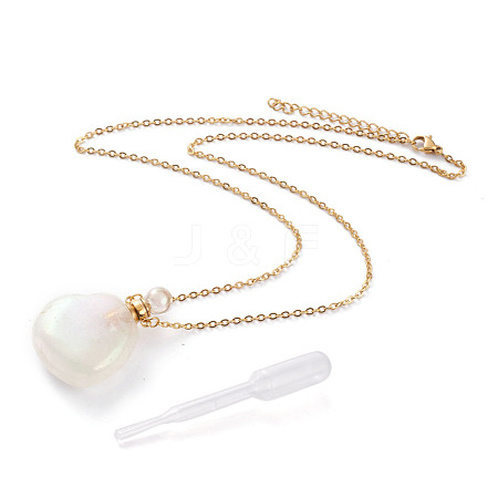 Electroplated Natural Quartz Crystal Openable Perfume Bottle Pendant Necklaces NJEW-H216-10A-G-1