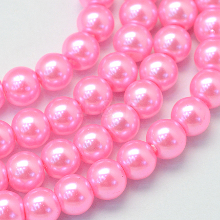 Baking Painted Pearlized Glass Pearl Round Bead Strands HY-Q330-8mm-68-1