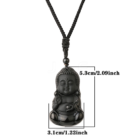 Natural Obsidian Pendant Necklace for Men PW-WG33725-04-1