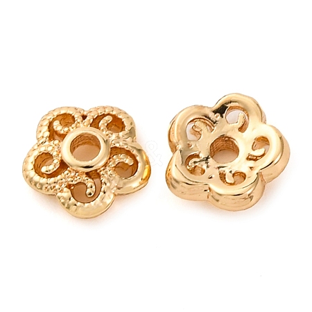 Flower Brass Bead Caps KK-K378-43G-1