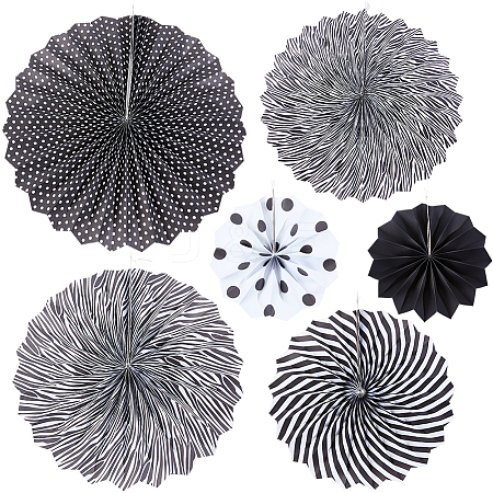 6Pcs Paper Fans Flower for Wedding Birthday Carnival Welcome Party Decorations AJEW-GF0013-45B-1