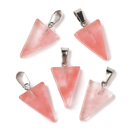 Cherry Quartz Glass Pendants G-B127-04P-11-1