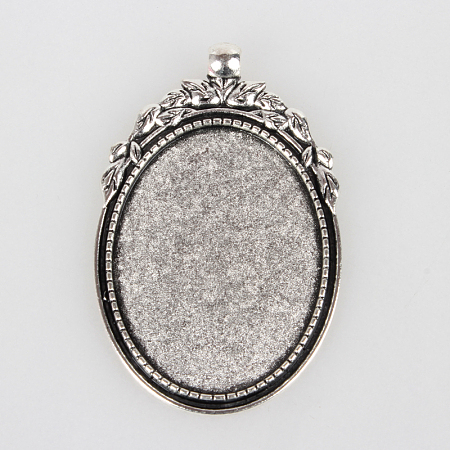 Tibetan Style Alloy Pendant Cabochon Settings X-TIBEP-N003-40AS-1