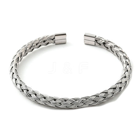 Non-Tarnish 304 Stainless Steel Wire Wrap Cuff Bangles LS-BJEW-E079-02P-1