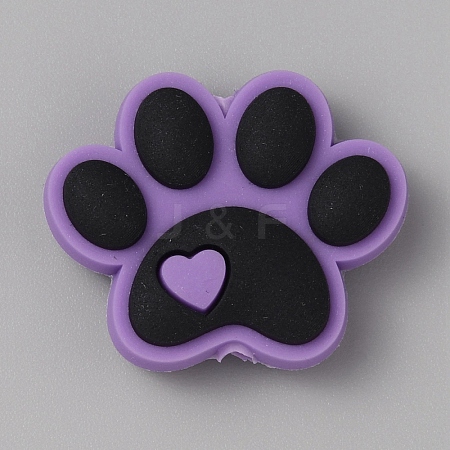 Paw Print PVC Plastic Beads SIL-SZC0005-13N-1