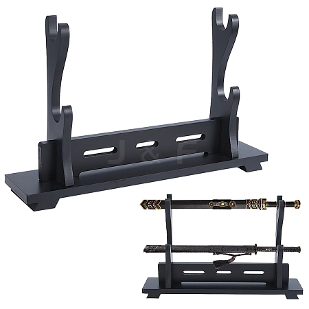 2-Tier Wooden Sword Katana Holder Stands ODIS-WH0081-11B-1