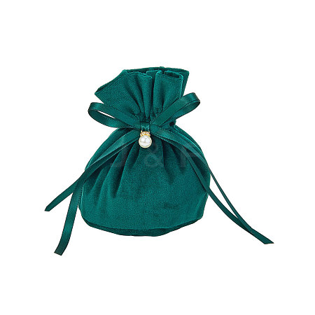 Velvet Jewelry Bags with Drawstring & Plastic Imitation Pearl TP-CJC0001-03B-1