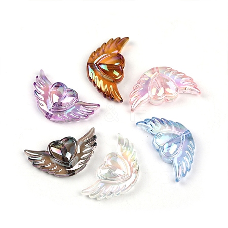 100Pcs Transparent Love Heart Wings Acrylic Beads PW-WG34D80-01-1