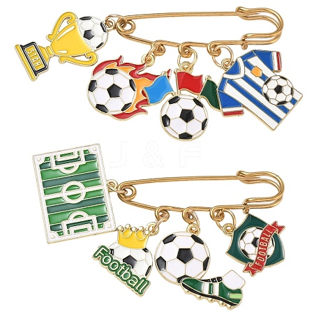 2Pcs Football Theme 304 Stainless Steel Brooches JEWB-YW00004-1