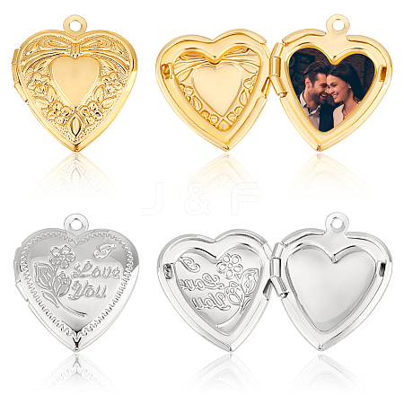 AHADERMAKER 20Pcs 2 Colors Valentine's Day Brass Locket Pendant KK-GA0001-58-1