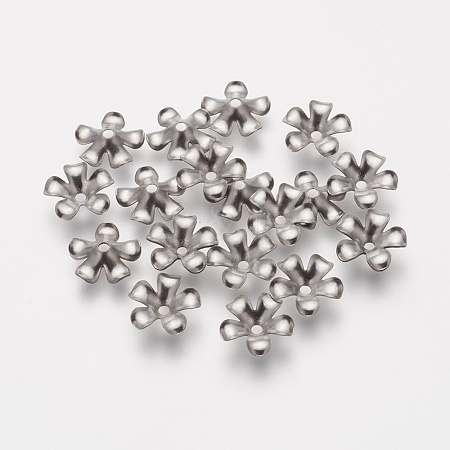 5-Petal 304 Stainless Steel Flower Bead Caps STAS-L205-09A-1