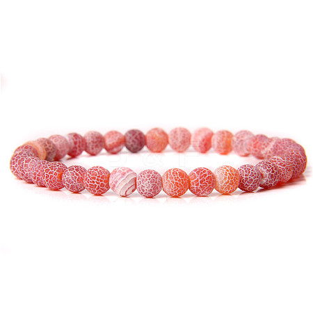 Natural Crackle Agate Round Beaded Stretch Bracelet SF8562-23-1