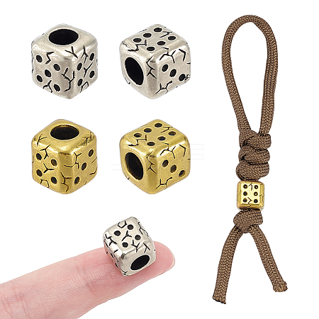 4Pcs 2 Colors Brass European Beads KK-NB0004-18-1