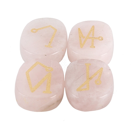 4Pcs Natural Rose Quartz Constellation Engraved Stone PW-WG90239-02-1