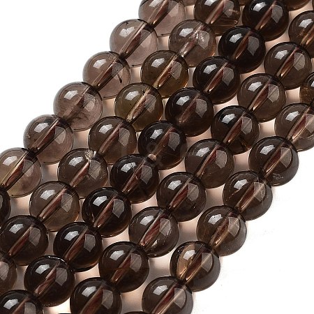 Natural Smoky Quartz Round Beads Strands G-E329-8mm-38A-1