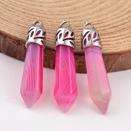 Dyed Bullet Natural Agate Pointed Pendants X-G-E332-C14-1