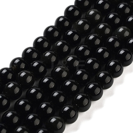 Natural Obsidian Bead Strands G-R173-6mm-02-1