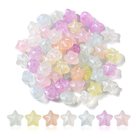 Rainbow Iridescent Plating Acrylic Beads CACR-YW0001-07-1