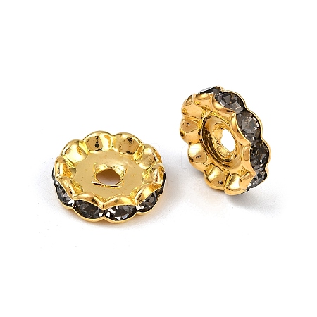 Brass Rhinestone Spacer Beads RB-A014-L12mm-18G-1