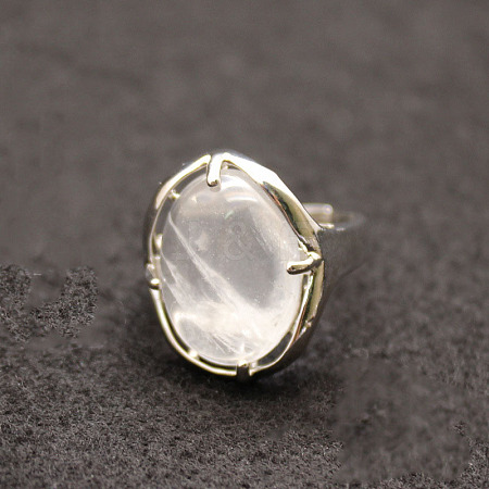 Oval Natural Quartz Crystal Adjustable Ring FIND-PW0021-05A-1