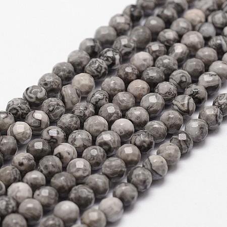 Natural Map Stone/Picasso Stone/Picasso Jasper Beads Strands X-G-D840-35-4mm-1