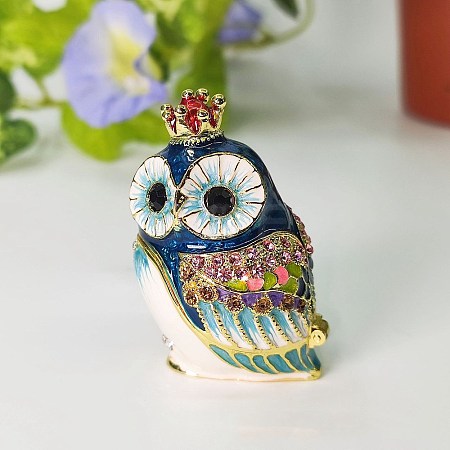 Owl Alloy Enamel Jewelry Storage Box PW-WG12142-05-1