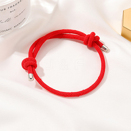 Boho Style Red String Bracelet with Knots and Pull Cord for Couples - Ethnic Woven Handmade Jewelry LS-ST5165877-1