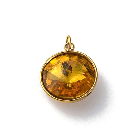 High Polished 316 Stainless Steel Faceted Glass Pendants STAS-K258-46G-07-1