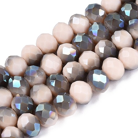 Electroplate Opaque Glass Beads Strands EGLA-A034-P8mm-S20-1