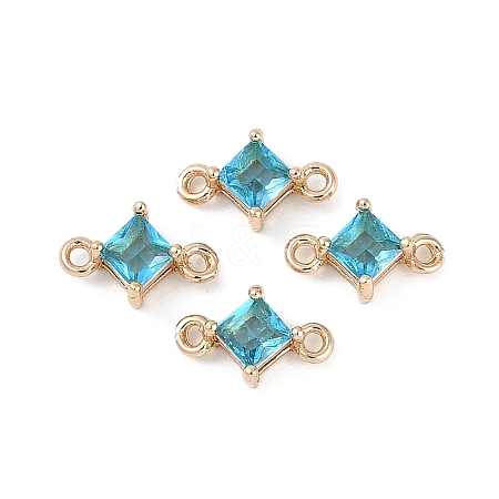 Brass Pave Glass Rhombus Links Connector Charms X1-GLAA-Q088-001C-1