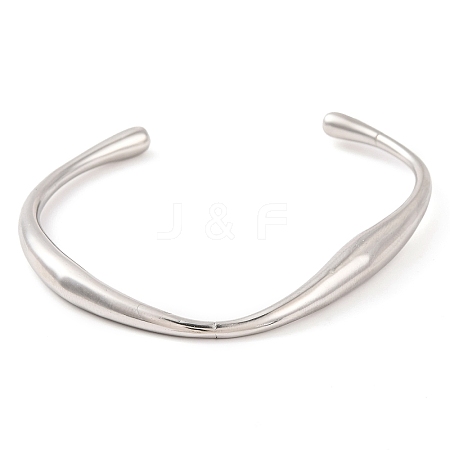 Non-Tarnish 304 Stainless Steel Open Cuff Bangles for Women BJEW-G711-02P-1