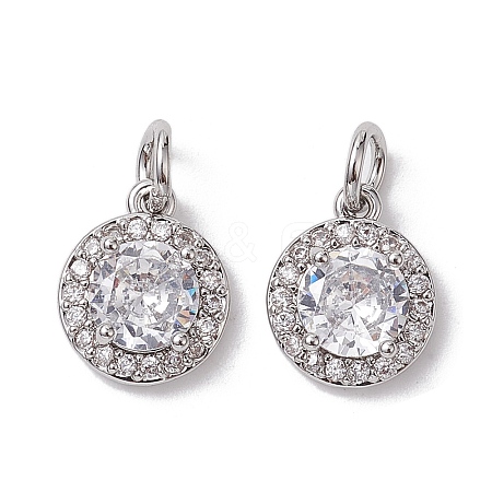 Brass Micro Pave Clear Cubic Zirconia Charms X-KK-K360-16P-1