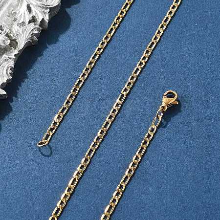 304 Stainless Steel Figaro Chain Necklaces LS-STAS-F034-03G-1