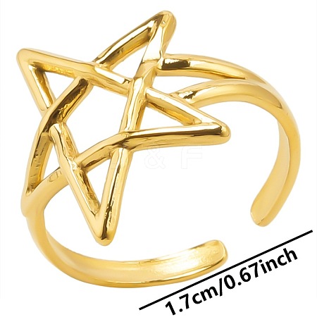 Stainless Steel Star Open Cuff Ring Women GD1255-2-1