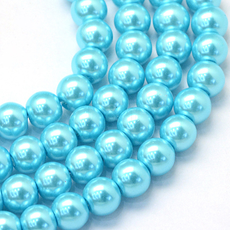 Baking Painted Pearlized Glass Pearl Round Bead Strands HY-Q330-8mm-48-1