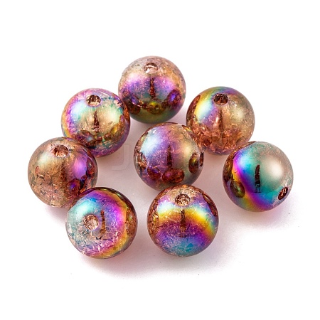 UV Plating Rainbow Iridescent Acrylic Crackl Beads PACR-C009-02I-1