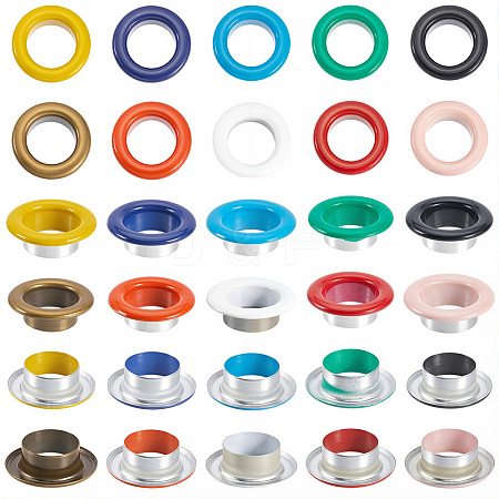 200 Sets 10 Colors Iron Grommet Eyelet Findings SCRA-GF0001-10B-02-1