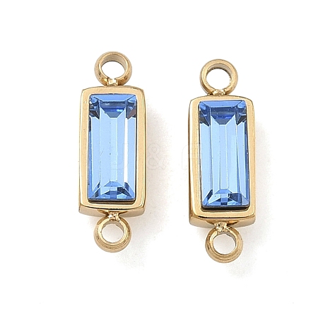 Birthstone 304 Stainless Steel Rhinestone Connector Charms STAS-L022-576G-09-1