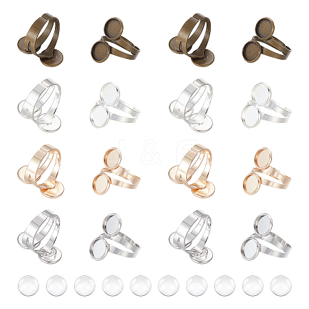 DIY Double Blank Dome Finger Ring Making Kit DIY-UN0004-25A-1