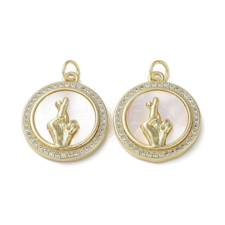 Gesture Theme Brass Micro Pave Cubic Zirconia Pendants KK-G485-18C-G-1