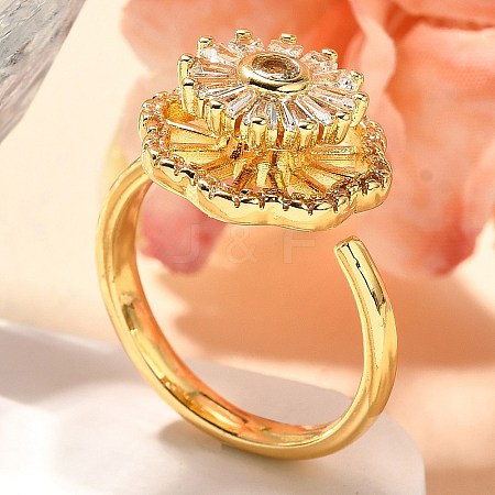 Flower Rotatable Finger Ring for Women RJEW-U035-01G-05-1