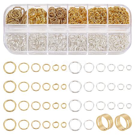 12 Styles Iron & 2Pcs Brass Open Rings IFIN-ME0001-13-1