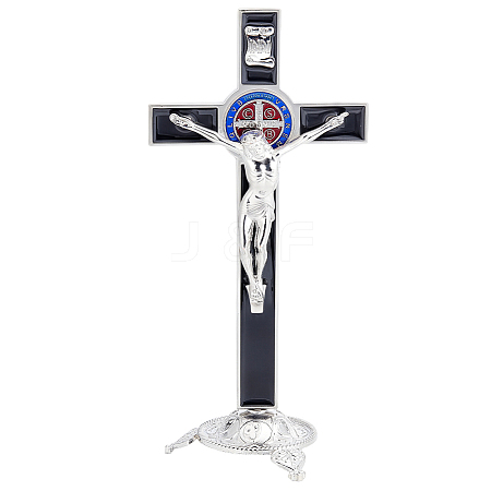 Alloy Enamel Saint Benedict Crucifix Display Decorations AJEW-WH0752-416A-1