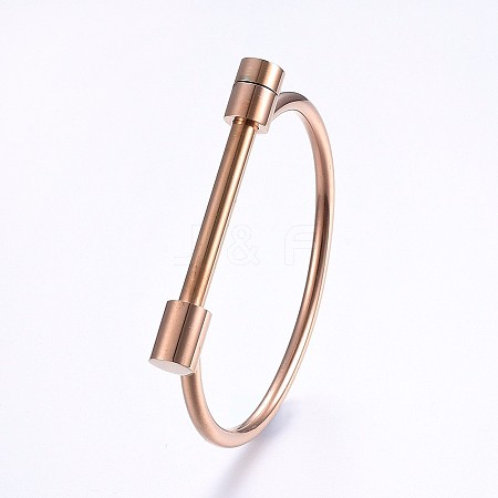Ion Plating(IP) 304 Stainless Steel Bangles LS-BJEW-P222-14RG-1