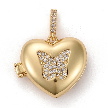 Brass Micro Pave Clear Cubic Zirconia Diffuser Locket Pendants ZIRC-E165-16G-1