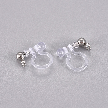 304 Stainless Steel and Plastic Clip-on Earring Findings STAS-G225-27P-1