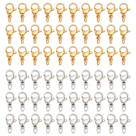 60Pcs 2 Colors 304 Stainless Steel Lobster Claw Clasps STAS-ME0002-18-1